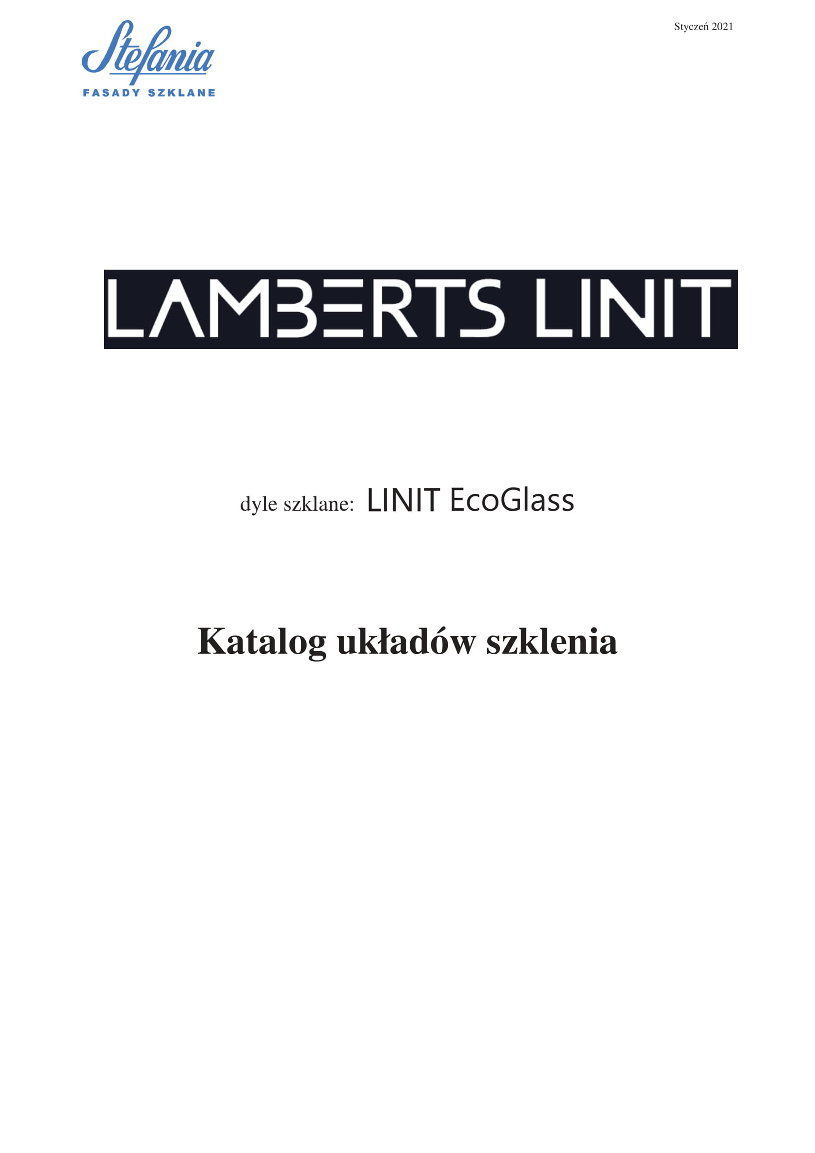 Dyle szklane LINIT<sup>®</sup>EcoGlass – katalog układów szklenia